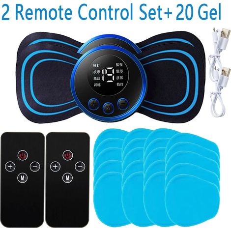 Cerotto massaggiante elettrico EMS per collo e schiena con schermo LCD, 8 modalità, stimolatore muscolare a impulsi, portatile, sollievo dal dolore01072-AquaForge
