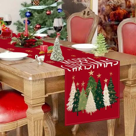 Chemise De Table Noel - Imprimé Arbre De Noël - 183 Cm De Longueur - Décoration De Table Pour Cuisine Salle À Manger Salon - 1 Pièce