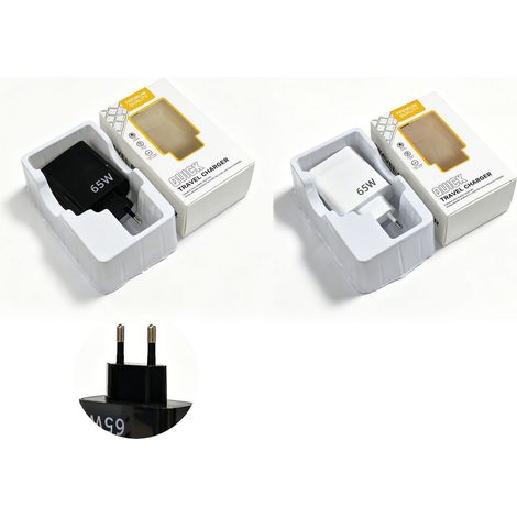 Chargeur téléphone 65W multi-port prise UE, adaptateur rapide 5 sorties USB+Type-C - Noir (1/5)