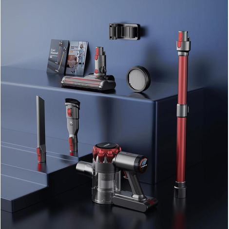 Aspirapolvere senza fili 6 in 1 S3P, 300 W, 40000 Pa, anti-groviglio, grigio/rosso DESVIAE (1/4)