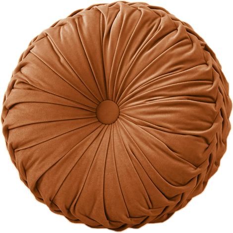 1 coussin de chaise rond marron de 38 cm de diamètre et 10 cm de hauteur. Coussin d'assise lavable en mousse à mémoire de forme. (1/5)