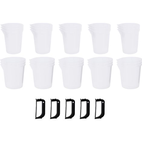 30 gobelets doseurs pour résine, 15 pots de peinture de 600 ml et 400 ml avec 5 poignées pour loisirs créatifs et pâtisserie. (1/5)