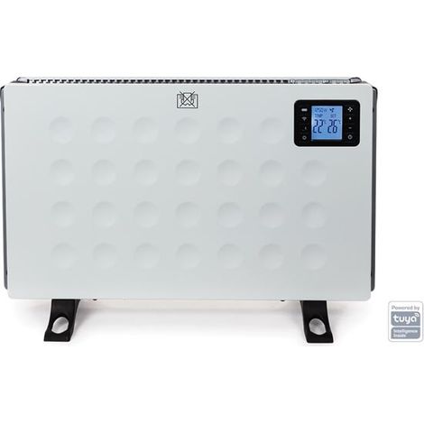 Perel Calefactor convector inteligente 2000W con 3 niveles de calor, termostato, IP20, protección contra sobrecalentamiento, portátil con mando a distancia y control Tuya app, para habitaciones hasta