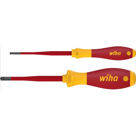 Wiha Juego de destornilladores SoftFinish® electric slimFix ranurados, PlusMinus/Pozidriv, de 2 unid. (36333)