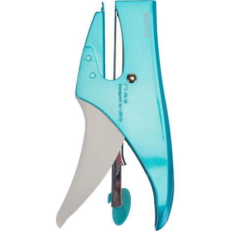 Leitz Cucitrice a Pinza, Capacità fino a 15 Fogli, Design Ergonomico in Metallo, Include Punti, Gamma WOW, Blister, Blu (Ghiaccio) (1/4)