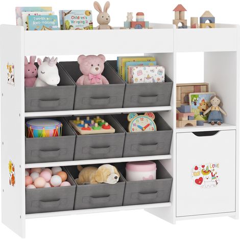 AIYAPLAY Kids Toy Storage with 9 Removable Boxes, Toy Storage Units, White (1/5)
