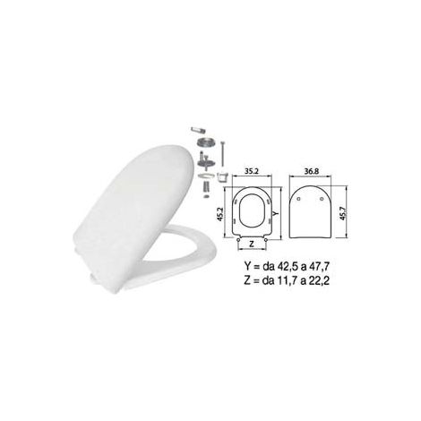 SEDILE WC IN TERMOINDURENTE LUNA 2 BIANCO CERNIERE INOX H050 coprivaso copriwater SANIPLAST