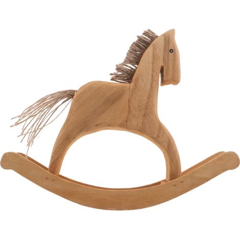 Figurine Cheval à Bascule en Bois Décoratif Vintage, Sculpture Cheval du Zodiaque Chinois 28 Cm, Ornement Multifonction pour Chambre D’garçon et Filles ou Bureau, Présent (1/5)