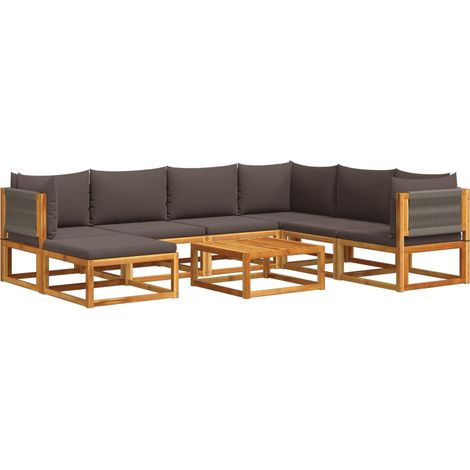 Maison Exclusive - Set di divani da giardino 8 pezzi con cuscini in legno di acacia e corda