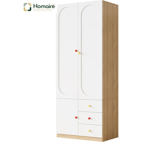 Colonnes de rangement avec tiroirs, blanc, en blanc bois 80 x 50 x 200 cm HOMAIRE (1/5)