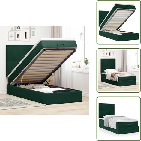 Letto con testiera - vidaXL Struttura Letto Pouf con Materassi 100x200 cm Velluto - Materasso insacchettato