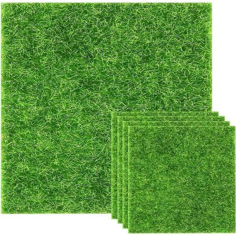 Tapis de gazon artificiel vert réaliste pour une utilisation intérieure et extérieure, gazon synthétique pour jardin, aménagement paysager, balcon, bureau et décoration intérieure (30x30x1cm, 15x15x4c (1/5)