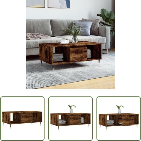 Wohnzimmerbeistelltisch - Couchtisch Räuchereiche 90x50x36,5 cm Holzwerkstoff (1/5)