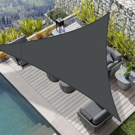 Voile d'ombrage Triangulaire 2.5X2.5X2.5m HDPE Toile Ombrage Auvent Respirant Protection des Rayons UV pour Extérieur Jardin Terrass Balcon Couleur Anthracite (1/5)