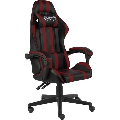Chaise gaming, Siège Gamer, Chaise de bureau, Fauteuil de jeux vidéo Noir et rouge bordeaux Similicuir FNNF533835 (1/4)
