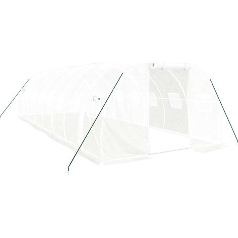 Serre avec cadre en acier blanc 24 m² 8x3x2 m