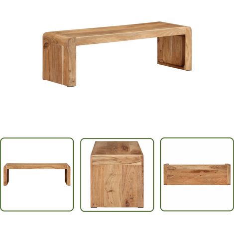 The Living Store Meuble TV 110x33x33 cm bois d'acacia massif - Meubles Tv - Meuble Tv - Meuble Multimedia - Centre De Divertissement - Acacia Massif (1/5)