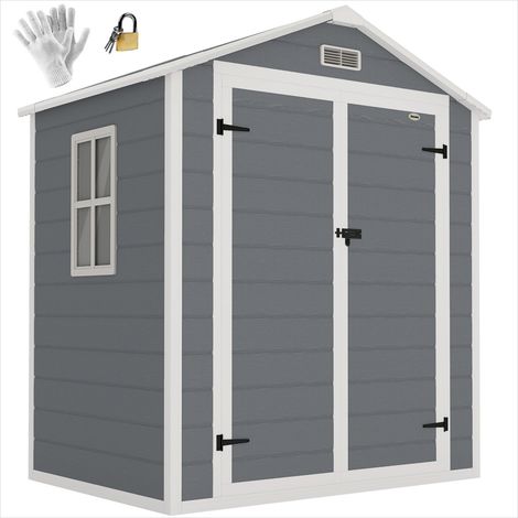 Abri de jardin résine polypropylène 2 portes toit pignon 183 x (1/5)