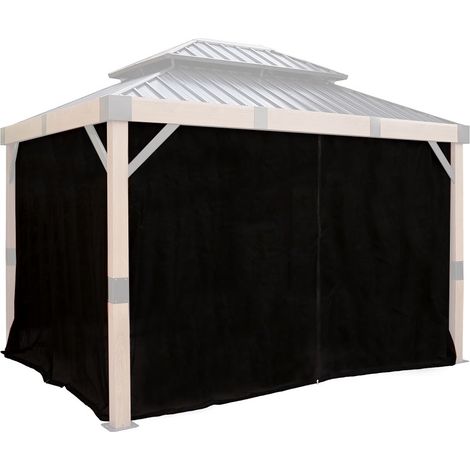 Sojag – Rideaux avec clips pour pavillon Fontana 10x12 – Système de rails à deux voies – Fixation par clips et boucles – Protection contre le vent (1/2)