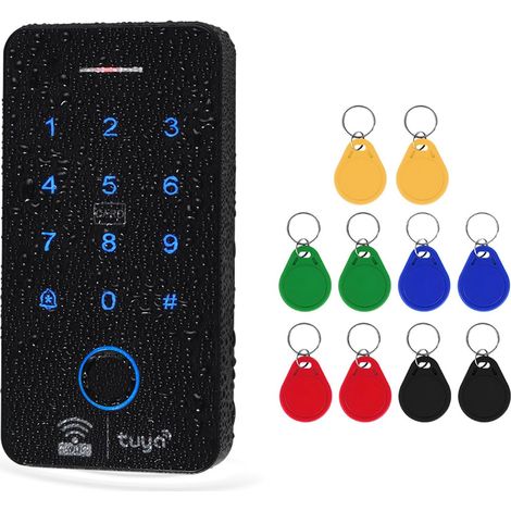 Contrôle d'accès par empreinte digitale WiFi Clavier tactile RFID étanche pour porte Compatible avec 125KHz 13,56 MHz Double bande Déverrouillage par application intelligente (1/5)