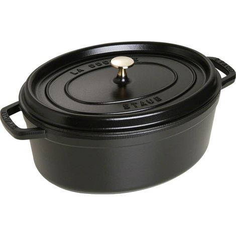 Cocotte rôtissoire ovale Staub en fonte émaillée 33 cm 6,7 L noir (1/3)