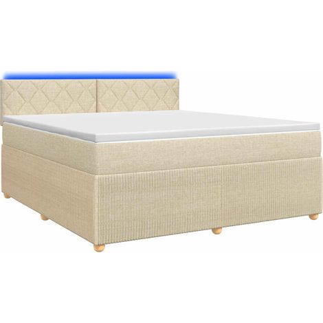 Lit boxspring avec matelas Crème 180 x 200 cm Tissu vidaXL (1/5)