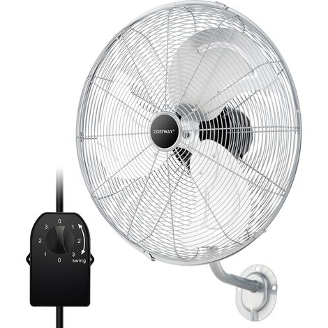 COSTWAY Ventilatore da Parete Girevole a 3 Velocità, Industriale e Silenzioso ad Alta Velocità con Pale in Alluminio, Potenza 120W, Diametro 51 cm (Argento) (1/5)