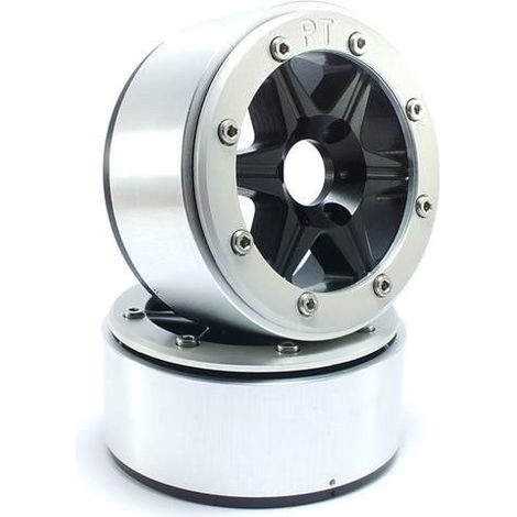 Beadlock Wheels PT-Sixstar Black/Silver 1.9