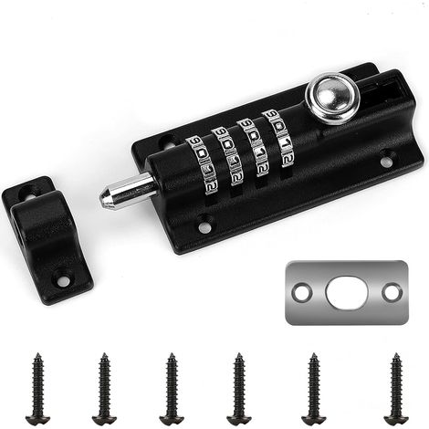 Serrure de porte à code, serrure de porte recodable à 4 roues, étanche, sans clé, avec vis unidirectionnelles haute sécurité pour abris de jardin/granges (1/5)