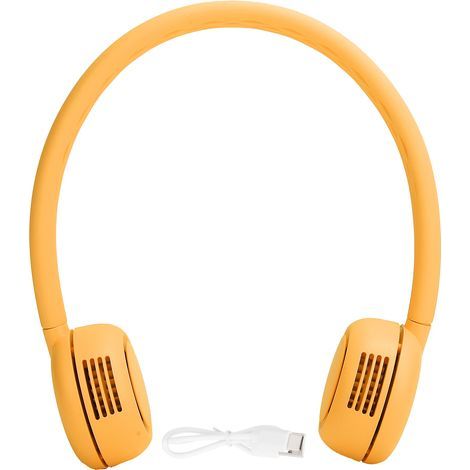 Ventilateur de cou sans ventilateur, rechargeable USB, silencieux pour sport, maison, école, extérieur, batterie 2000mAh, jaune (1/5)