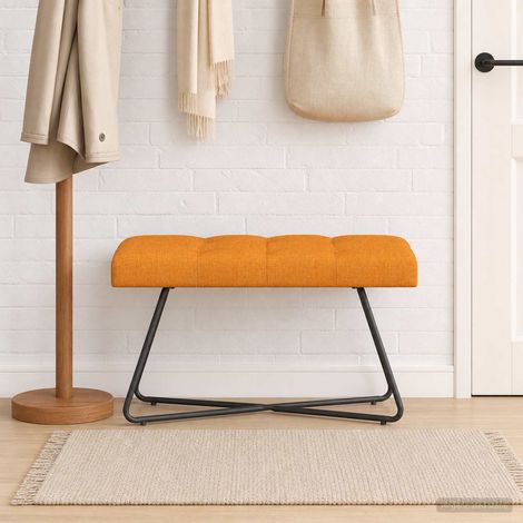 vidaXL Banc avec capitonnage bouton Jaune foncé 80 x 40 x 46 cm Tissu (1/5)