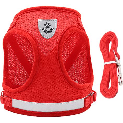 Ensemble harnais et laisse pour promener chat et petit chien. Harnais souple en maille pour chiot. Harnais ajustable pour chat avec sangle réfléchissante confortable. (1/5)