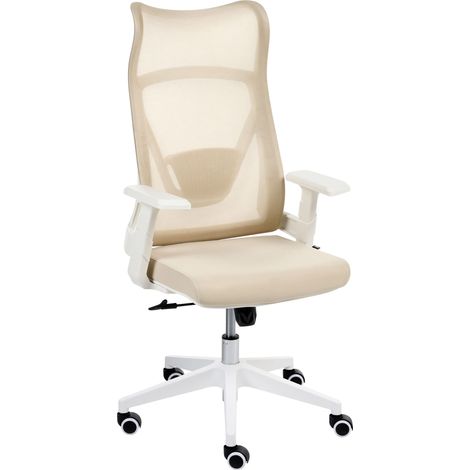 Sedia da ufficio con base girevole e braccioli regolabili in altezza in rete beige Bard (1/5)