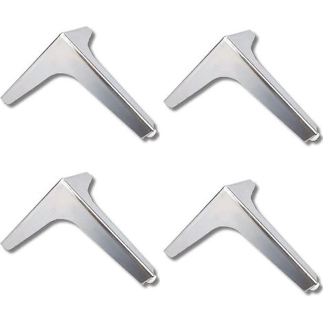 Set mit 4 dreieckigen Möbelbeinen, Ersatz-Tischfüße aus Metall, Sofabeine, DIY-Zubehör (Schwarz 10 cm)-10 cm-Silber