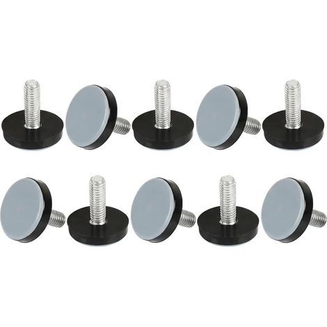 10 Pièces Patins pour Meubles Ø 20mm, Patin Chaise Glisseurs Ronds avec Vis M6, Protection de Sol pour Parquet et Carrelage, Pieds Réglables pour Canapé, Table et Bureau, Réduction du Bruit