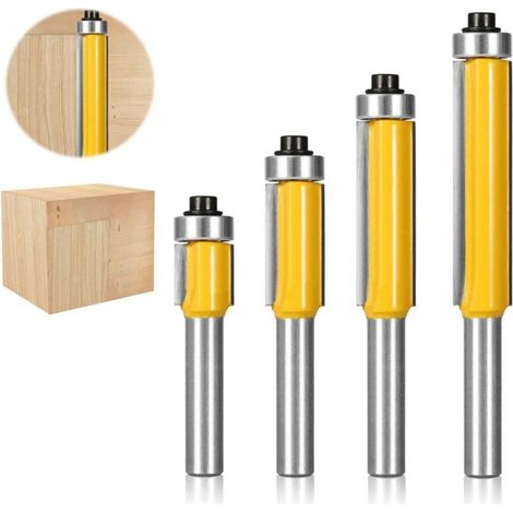 4 Pcs 8mm Tige Fraise a Copier, Fraise Defonceuse avec Roulement Supérieur, Fraisage de Menuiserie, Per Menuiserie Bricolage de Coupe Garniture Affleurante (4) (1/5)