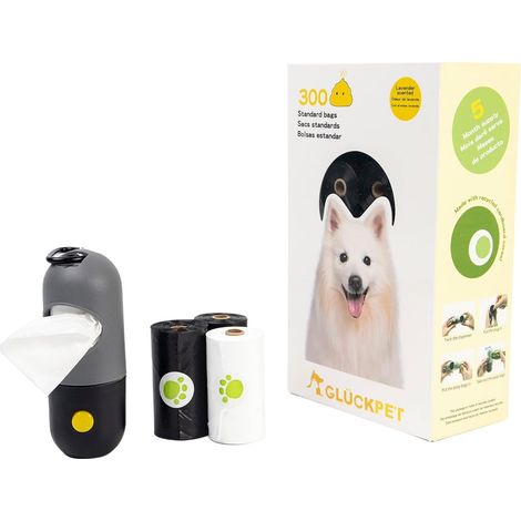 Sacchetti biodegradabili per escrementi di cane con dispenser, profumo di lavanda, 300 pezzi, Glückpet