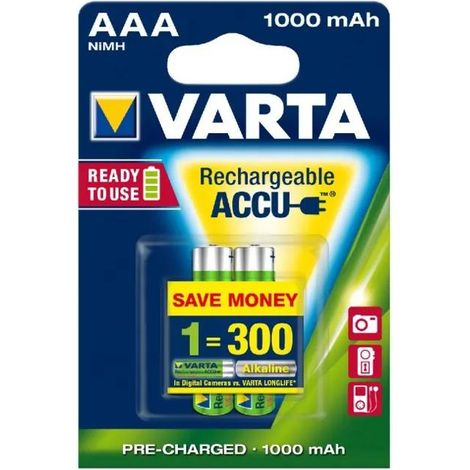 Varta Pack 2 Akkus AAA 800mAh grün wiederaufladbar
