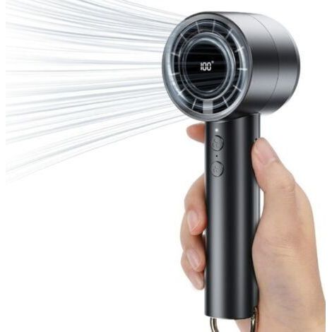 Ventilateur portable 5 vitesses avec port de charge USB, ventilateur de poche avec affichage LED indiquant la vitesse du vent et le niveau de puissance, batterie intégrée 3000 mAh, idéal pour bureau, (1/5)