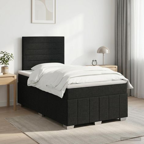 vidaXL Cama box spring con colchón Negro 120 x 190 cm Tela (1/5)
