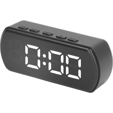 Réveil numérique avec fonction snooze, affichage de la température, format 12 ou 24 heures, petit modèle électronique de bureau avec écran LED, blanc, idéal pour la cuisine, le bureau ou la chambre. (1/5)