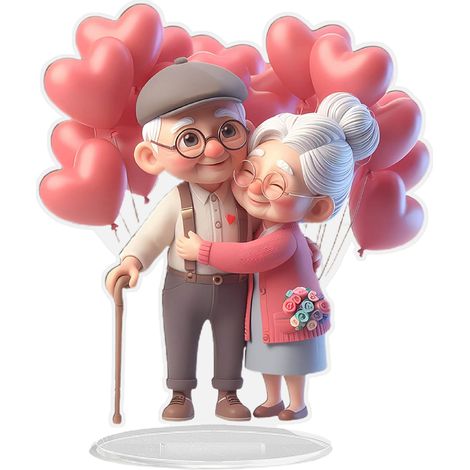 【SCB249】Valentinstag, Muttertag, Geburtstag, Gemeinsam alt werden – Acryl-Tischdekoration „Zärtliche Liebe“, dekoratives Geschenk für Familienfeste, Familientreffen und Partys (1/2)