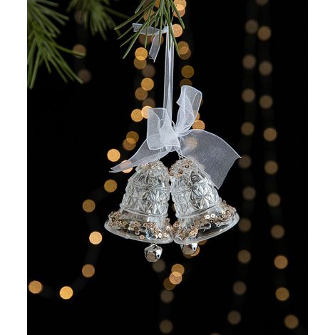 Suspensions de Noël en acrylique transparent à paillettes, ornements flocon de neige pour sapin, décoration festive pour maison, vitrine, fête et ambiance hivernale (1/5)