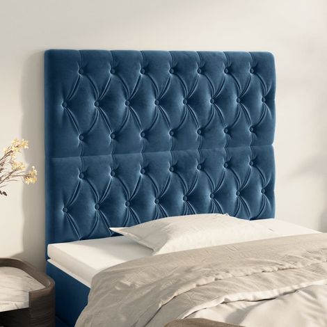 2 pcs Têtes de lit pour lit adulte, Tableau décoratif de chevet Bleu foncé 100x7x78/88 cm Velours SDG35742 (1/5)