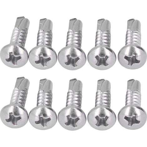 Lot de 200 vis autoperceuses à tête ronde cruciforme en acier inoxydable 410, M4,8 x 19 (1/5)