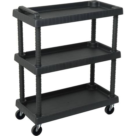 vidaXL Carro de herramientas de taller 3 niveles PP negro 75x37,5x92cm (1/5)