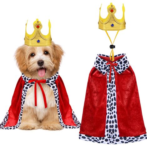 Hundekönig-Umhang und Kronen-Set, lustiges Halloween-Kostüm, Rot (1/5)