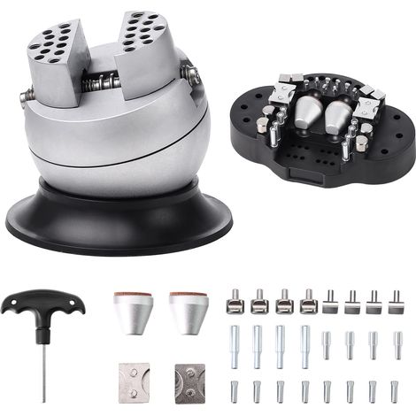 Mophorn Tornillo de Banco de Bolas de Grabado 78 mm Base Giratoria de 360° Mandíbula Ajustable con 30 Accesorios, Herramienta de Ajuste de Grabado para Joyería, Fabricación de Joyas de Precisión