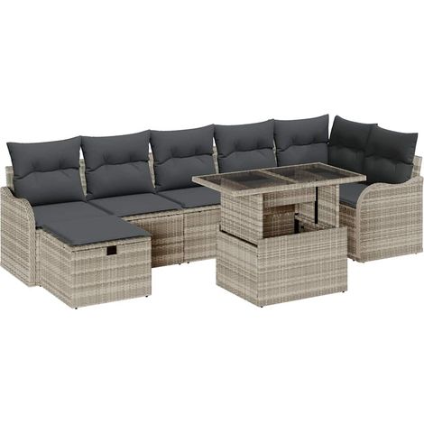 Maison Exclusive - Set Divano da Giardino 8 pz Grigio chiaro polyrattan (1/5)