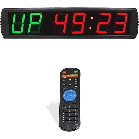 Grande horloge LED numérique surdimensionnée 4 pouces Programmable Led Interval Timer Countdown Clock Chronomètre for Indoor Gym Fitness Sport Étagère ou support mural ( Color : Green-remote control , (1/5)